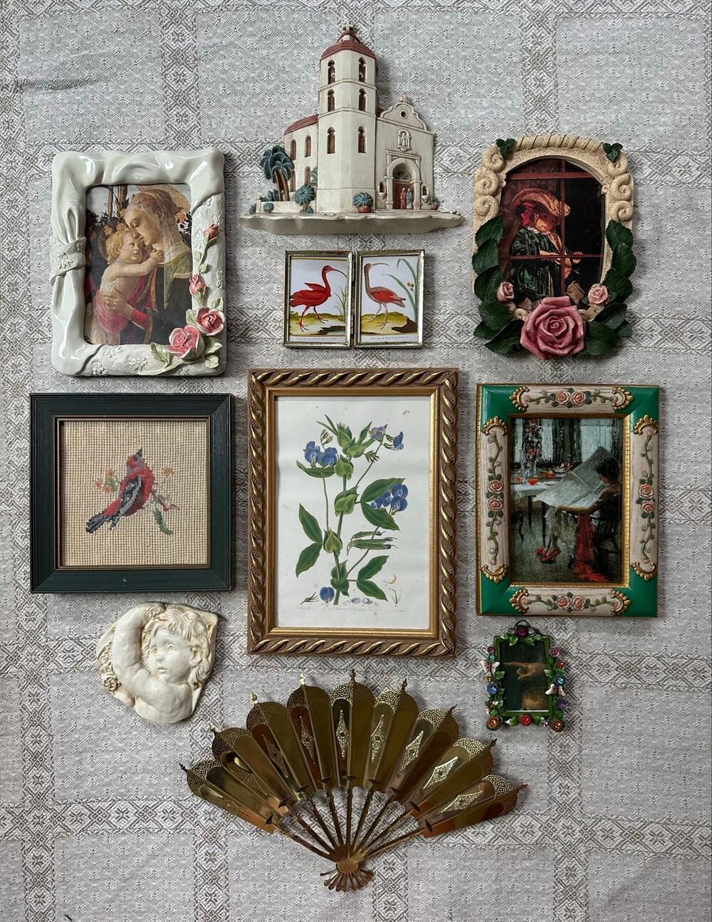 Vintage lot gallery accent wall art pictures set ornate gold framed portraits 10